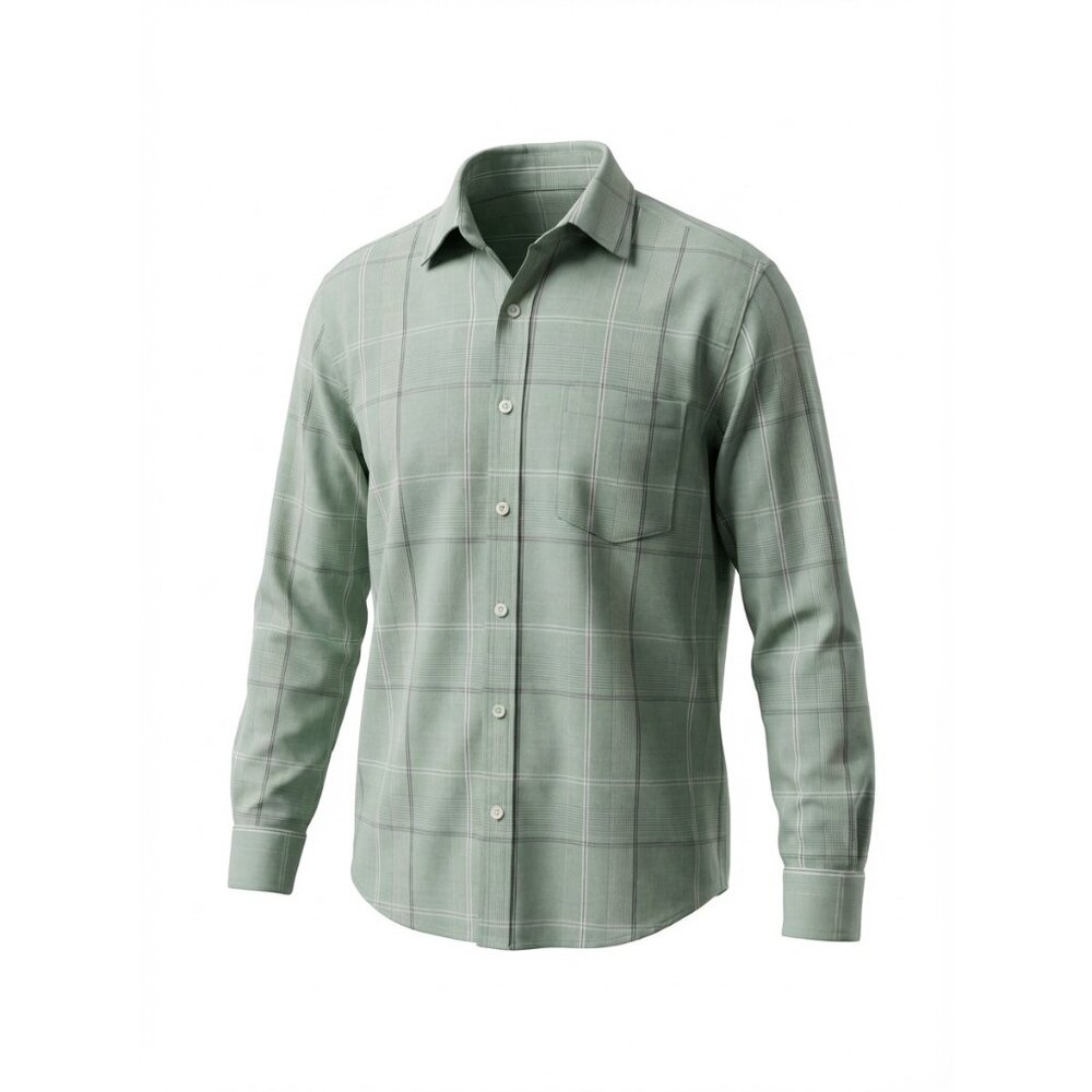 Izod Mens Plaid Button-Up Long Sleeve Shirt‎ Size L Green & White